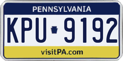 PA license plate KPU9192