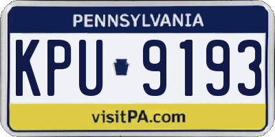 PA license plate KPU9193