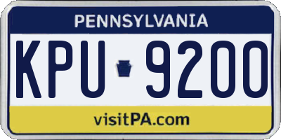 PA license plate KPU9200