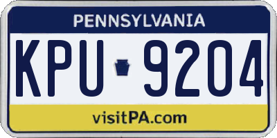 PA license plate KPU9204