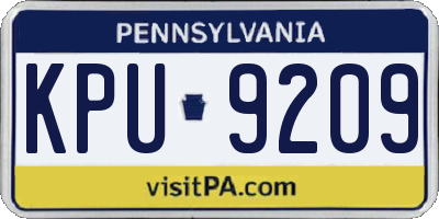 PA license plate KPU9209