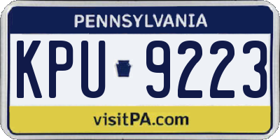 PA license plate KPU9223