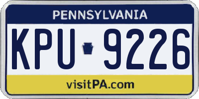 PA license plate KPU9226