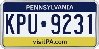 PA license plate KPU9231