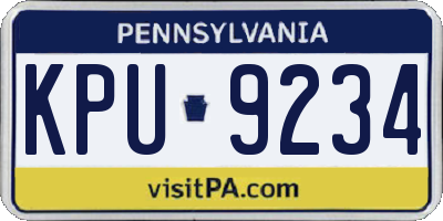 PA license plate KPU9234