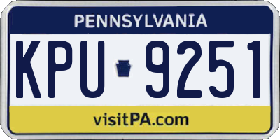 PA license plate KPU9251
