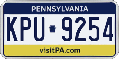 PA license plate KPU9254