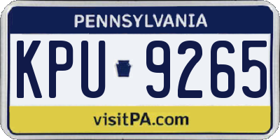 PA license plate KPU9265