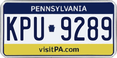 PA license plate KPU9289