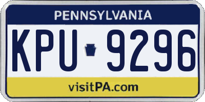 PA license plate KPU9296