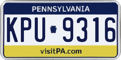 PA license plate KPU9316