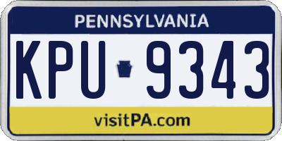 PA license plate KPU9343