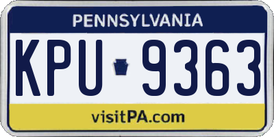 PA license plate KPU9363