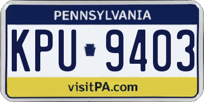 PA license plate KPU9403