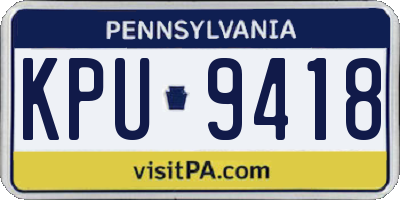 PA license plate KPU9418