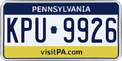 PA license plate KPU9926