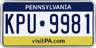 PA license plate KPU9981