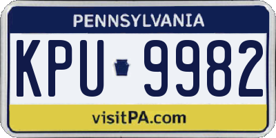 PA license plate KPU9982