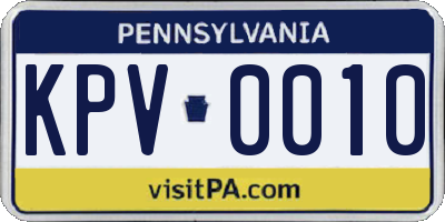 PA license plate KPV0010