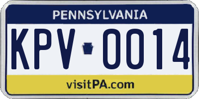 PA license plate KPV0014