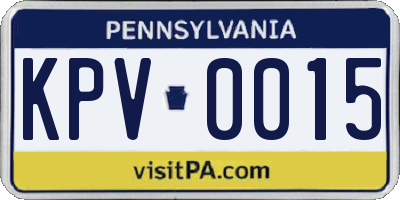 PA license plate KPV0015