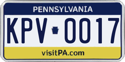 PA license plate KPV0017