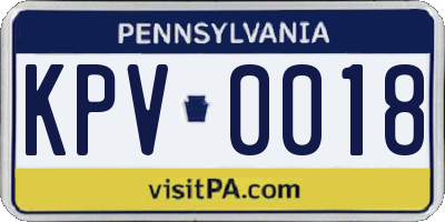 PA license plate KPV0018