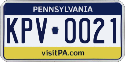 PA license plate KPV0021