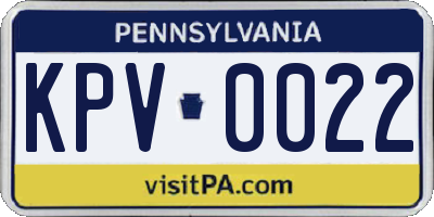 PA license plate KPV0022