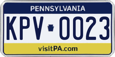 PA license plate KPV0023