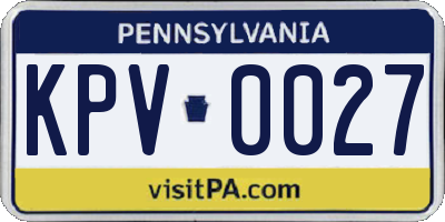 PA license plate KPV0027