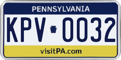 PA license plate KPV0032