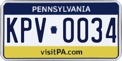 PA license plate KPV0034