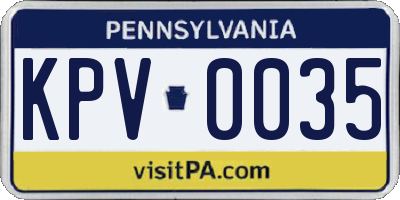 PA license plate KPV0035