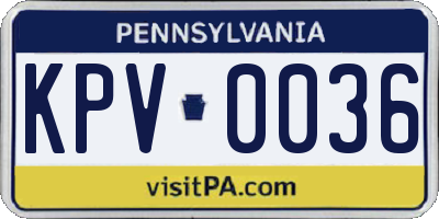 PA license plate KPV0036