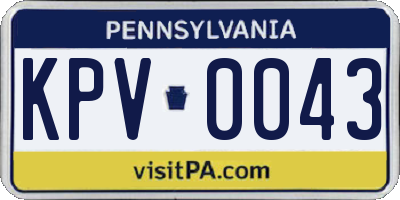 PA license plate KPV0043