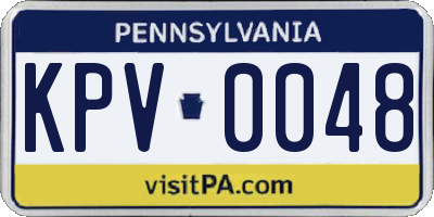 PA license plate KPV0048
