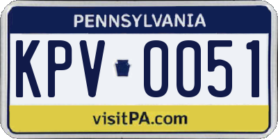 PA license plate KPV0051