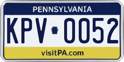 PA license plate KPV0052