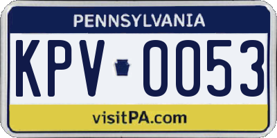 PA license plate KPV0053
