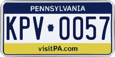 PA license plate KPV0057