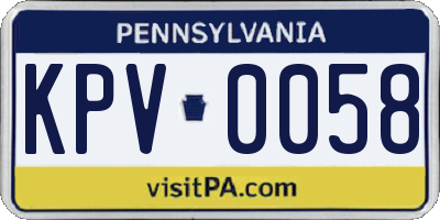 PA license plate KPV0058