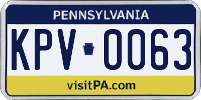 PA license plate KPV0063
