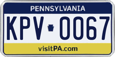 PA license plate KPV0067