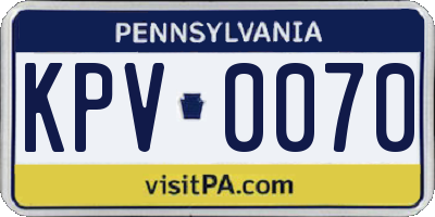 PA license plate KPV0070