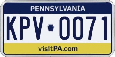 PA license plate KPV0071