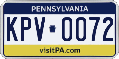 PA license plate KPV0072