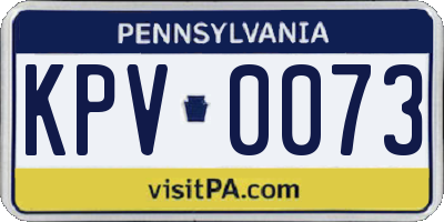PA license plate KPV0073