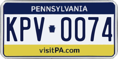 PA license plate KPV0074