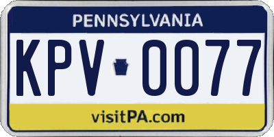 PA license plate KPV0077